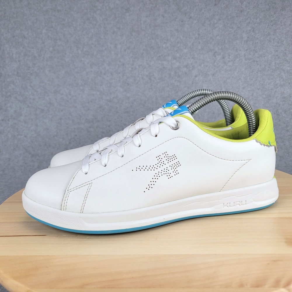 Kuru Roam Sneakers Womens 8 White Lime Green Blue Leather Orthopedic Shoes